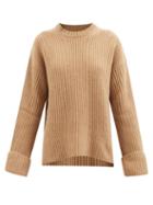 Ganni - Round-neck Recycled Wool-blend Sweater - Womens - Camel