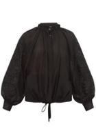 Matchesfashion.com Ann Demeulemeester - Embroidered Cotton Blend Blouse - Womens - Black
