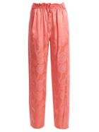 Matchesfashion.com Peter Pilotto - High Rise Floral Jacquard Satin Trousers - Womens - Pink Print