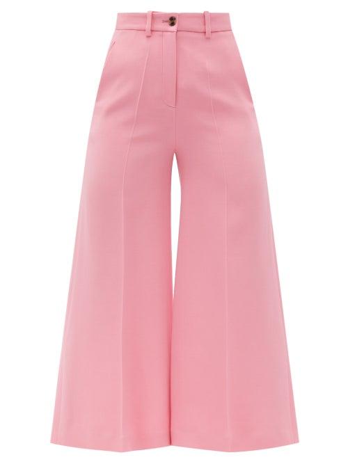 Matchesfashion.com Valentino - Crepe Couture Wool-blend Crepe Gaucho Trousers - Womens - Pink