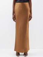 Saint Laurent - Satin Maxi Skirt - Womens - Gold