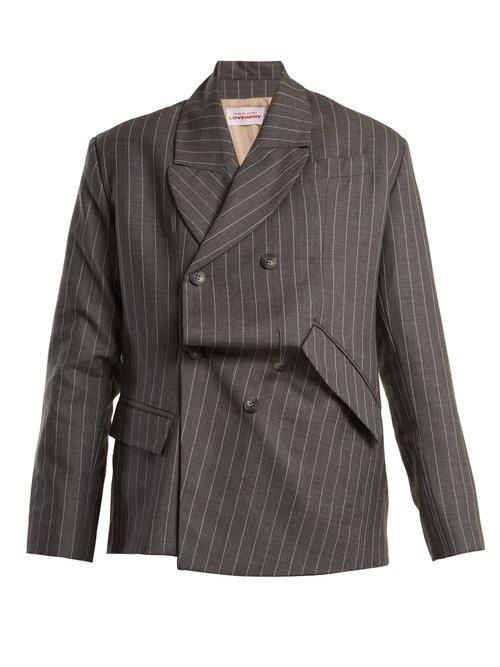 Matchesfashion.com Charles Jeffrey Loverboy - Distressed Double Breasted Pinstripe Wool Blazer - Womens - Grey