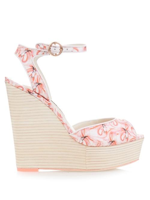 Sophia Webster Lula Dreamy Flamingo Wedge Sandals