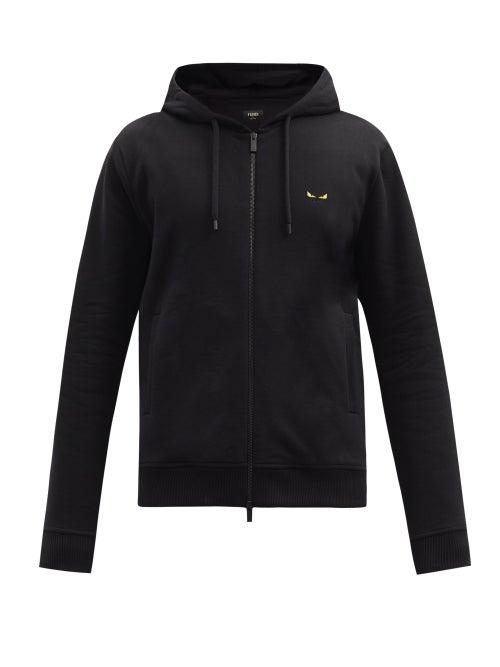 Matchesfashion.com Fendi - I See You Cotton-jersey Hooded Track Jacket - Mens - Black