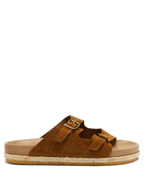 Matchesfashion.com Yuketen - Arizonian Two-strap Suede Sandals - Mens - Brown