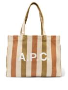 Matchesfashion.com A.p.c. - Diane Logo-print Striped Canvas Tote Bag - Mens - Khaki
