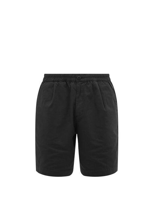 Matchesfashion.com Folk - Loom Tapered-leg Cotton-poplin Shorts - Mens - Black