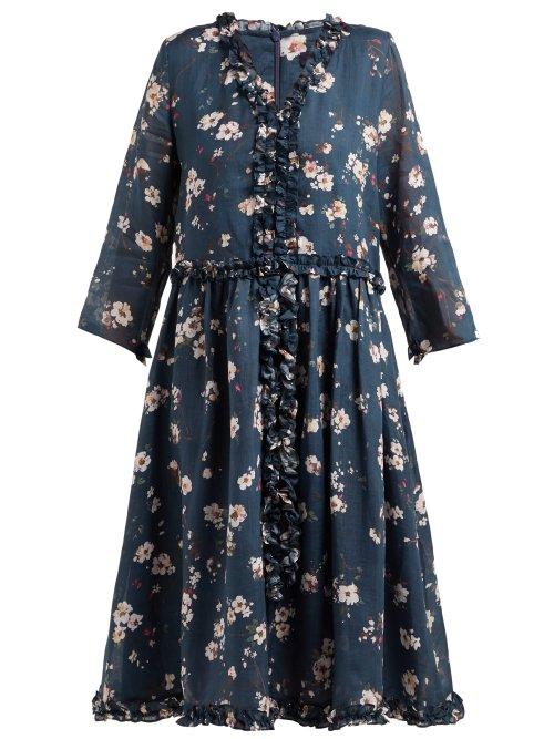 Matchesfashion.com S Max Mara - Gianni Dress - Womens - Navy Multi