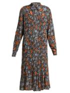 Matchesfashion.com Acne Studios - Floral Print Pleated Dress - Womens - Orange Multi