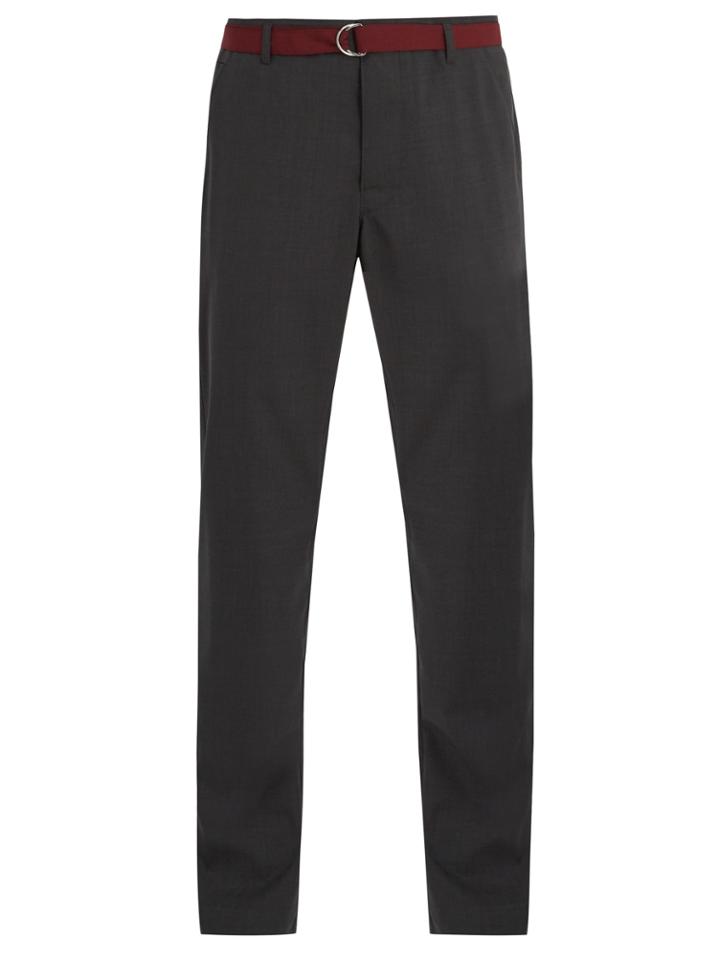 Prada Straight-leg Wool Trousers With Belt