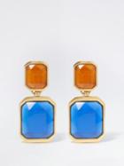 Saint Laurent - Double Octagon Resin And Metal Clip Earrings - Womens - Multi