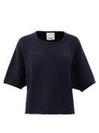 Matchesfashion.com Allude - Cropped-sleeve Cashmere Sweater - Womens - Dark Navy