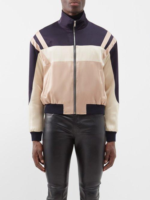 Saint Laurent - Panelled Satin Track Jacket - Mens - Beige Multi