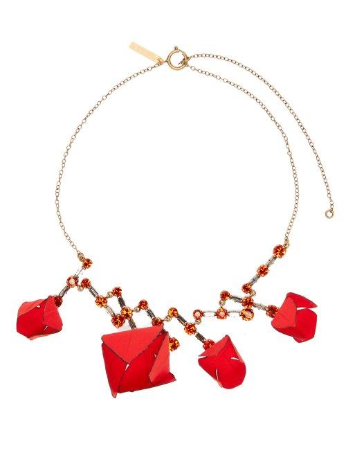 Matchesfashion.com Marni - Flower And Crystal Necklace - Womens - Red