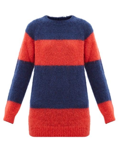 Matchesfashion.com Molly Goddard - Noah Striped Mohair-blend Sweater - Womens - Navy Multi