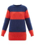 Matchesfashion.com Molly Goddard - Noah Striped Mohair-blend Sweater - Womens - Navy Multi