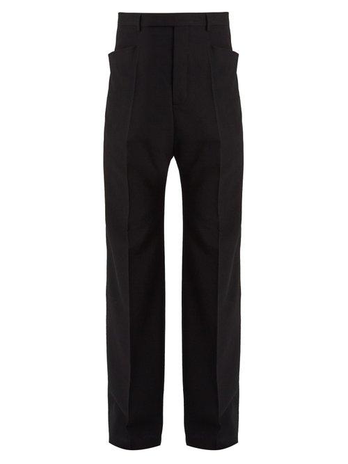 Matchesfashion.com Rick Owens - Dropped Crotch Wool Trousers - Mens - Black