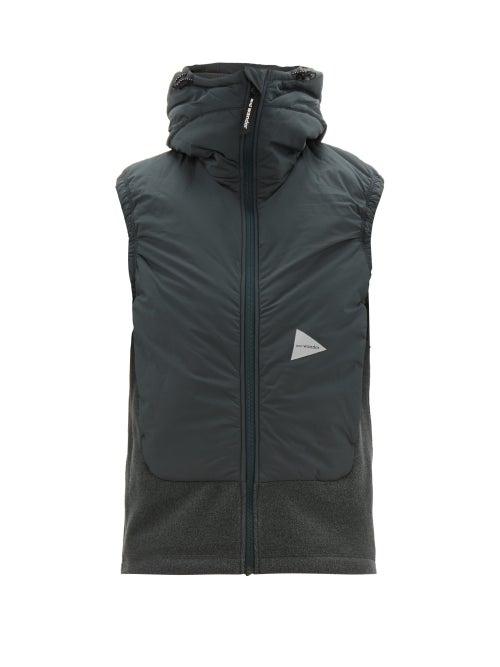 Matchesfashion.com And Wander - Padded Fleece Hooded Gilet - Mens - Dark Green