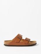 Birkenstock - Arizona Leather Slides - Womens - Brown