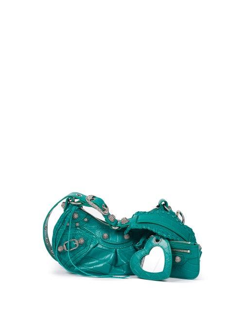 Balenciaga - Le Cagole Xs Croc-effect Leather Shoulder Bag - Womens - Green