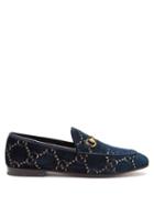 Matchesfashion.com Gucci - Jordan Gg Velvet Loafers - Womens - Blue
