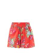 Matchesfashion.com Etro - Cipro Floral-print Cotton-poplin Shorts - Womens - Red Multi