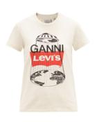 Matchesfashion.com Ganni - X Levi's Perfect Ufo Cotton-blend Jersey T-shirt - Womens - Cream Print