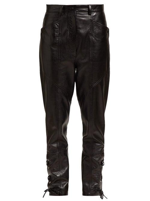 Matchesfashion.com Isabel Marant - Cadix Lace Up Leather Trousers - Womens - Black