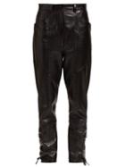 Matchesfashion.com Isabel Marant - Cadix Lace Up Leather Trousers - Womens - Black
