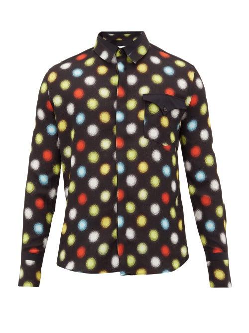 Matchesfashion.com Paco Rabanne - Polka Dot-print Crepe Shirt - Mens - Black