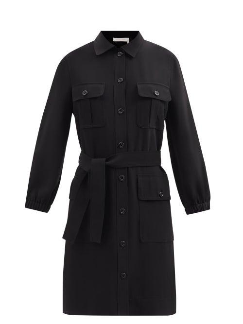 See By Chlo - Patch-pocket Crepe Shirt Dress - Womens - Black