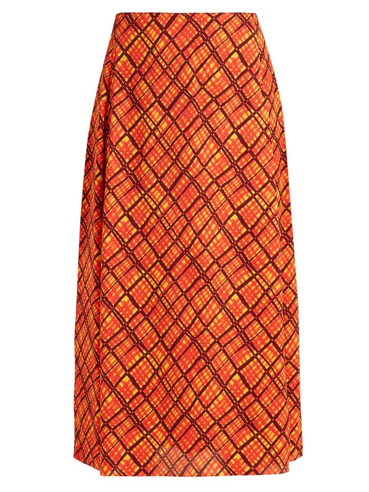 Marni Checked Crepe Midi Skirt
