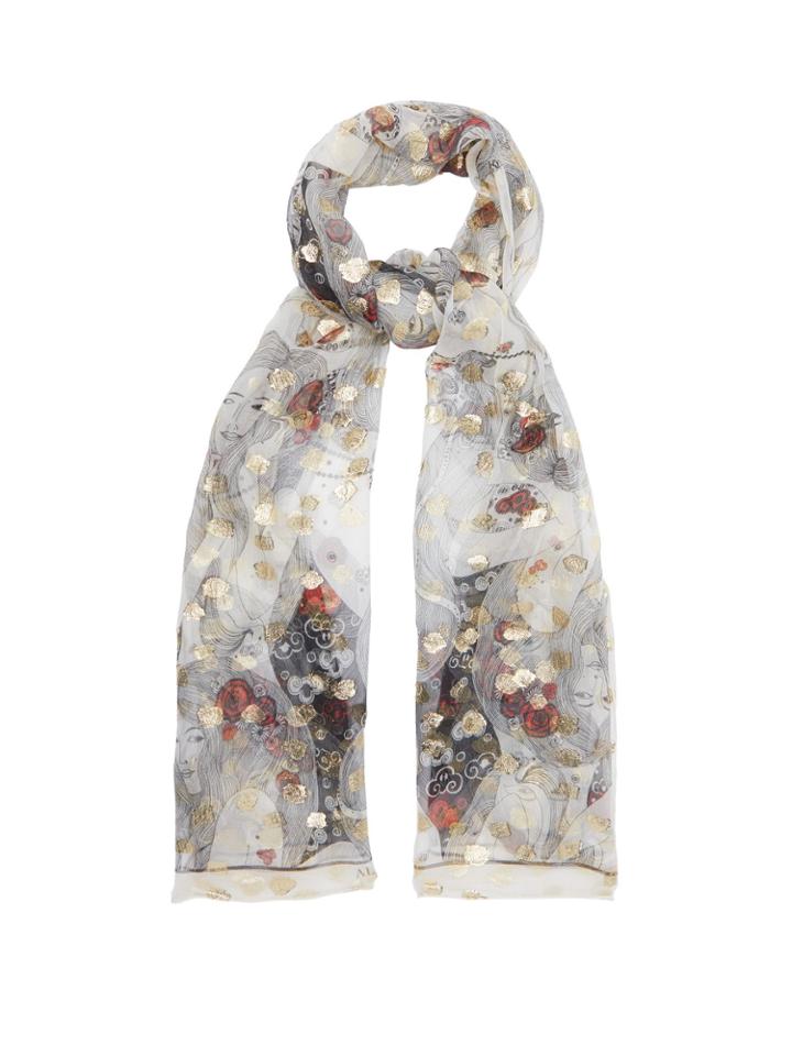 Alexander Mcqueen Printed Fil Coup Silk-chiffon Scarf