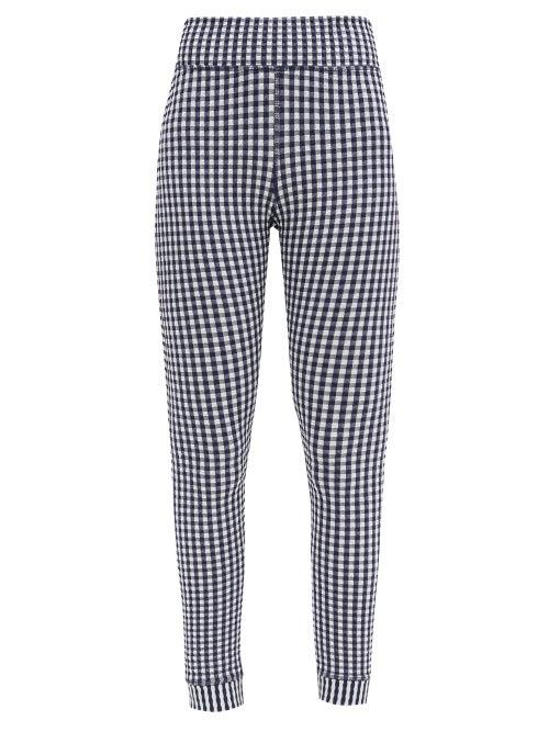 Matchesfashion.com The Upside - Masilda Gingham-jersey Leggings - Womens - Blue Print