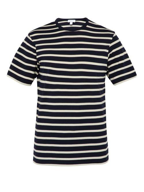 Matchesfashion.com Sunspel - Breton Stripe Cotton Jersey T Shirt - Mens - Navy Multi