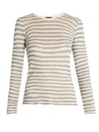 Atm Distressed Long-sleeved Striped T-shirt