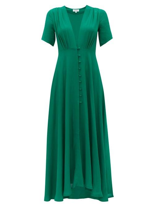 Matchesfashion.com Gioia Bini - Carolina Gathered Cady Midi Dress - Womens - Green