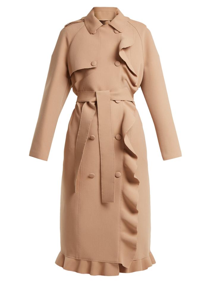 Msgm Ruffle-trimmed Bonded-crepe Coat