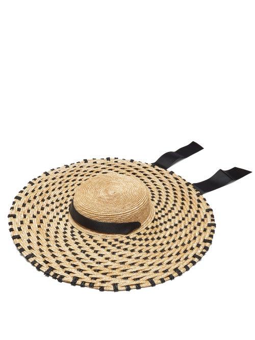 Matchesfashion.com Eliurpi - Grosgrain-tie Braided Wide-brim Straw Hat - Womens - Beige Multi