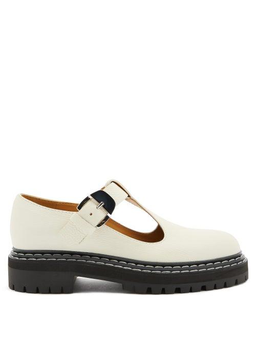 Matchesfashion.com Proenza Schouler - Tread-sole T-bar Leather Loafers - Womens - White