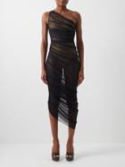 Norma Kamali - Diana Asymmetric Mesh Dress - Womens - Black