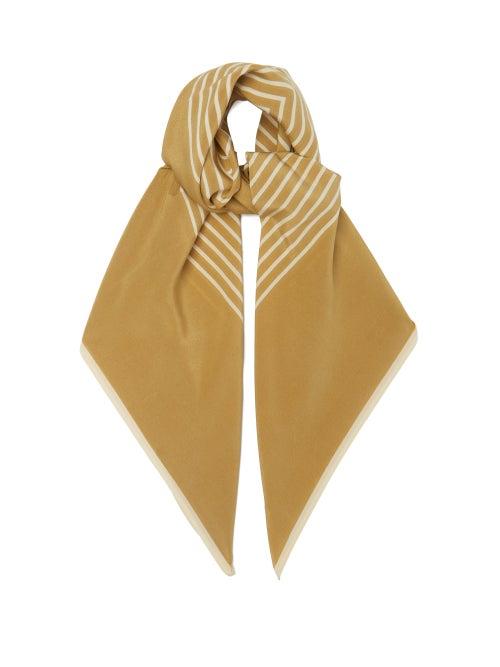 Totme - Monogram-print Silk Scarf - Womens - Camel