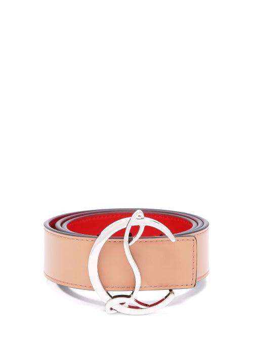 Matchesfashion.com Christian Louboutin - Monogram-buckle Leather Belt - Womens - Nude