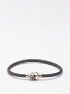 Alexander Mcqueen - Skull-pendant Rubber-cord Bracelet - Mens - Black Multi