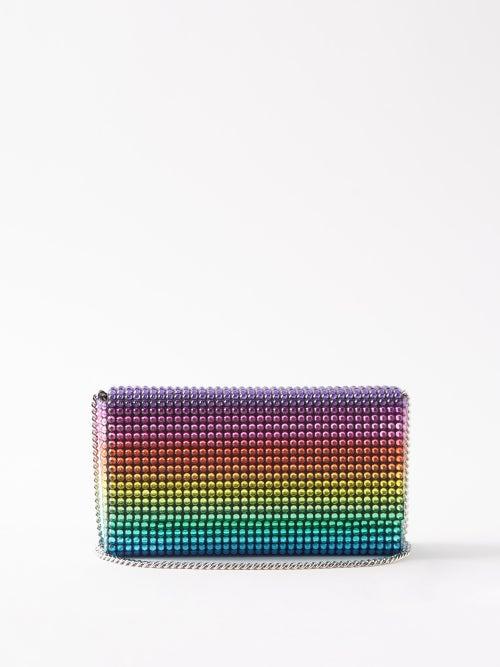 Amina Muaddi - Paloma Crystal-embellished Satin Clutch Bag - Womens - Multi