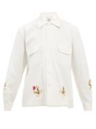 Bode - Russe Floral-embroidered Cotton Shirt - Womens - White Multi