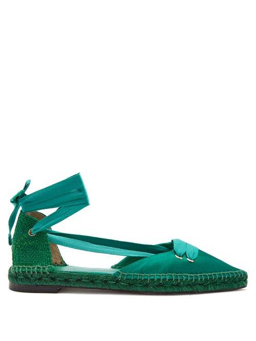 Matchesfashion.com Castaer - X Manolo Blahnik Satin Flats - Womens - Green