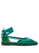Matchesfashion.com Castaer - X Manolo Blahnik Satin Flats - Womens - Green