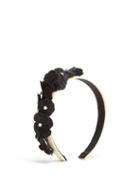 Matchesfashion.com Benot Missolin - Francesca Floral Appliqud Silk Twill Headband - Womens - Black