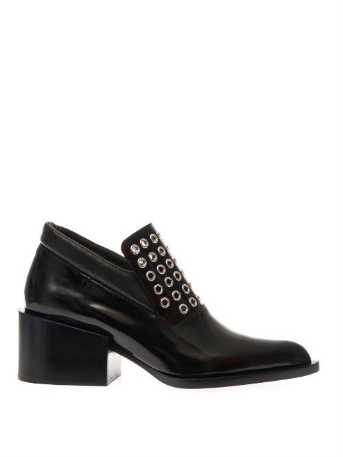 Jil Sander Mid-heel Leather Eyelet-detail Loafers